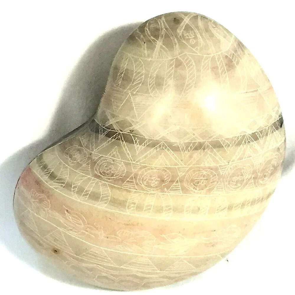 Besmo Jewelry Trinket Box Soapstone Hand Carved Kenya African Kidney Paperweight